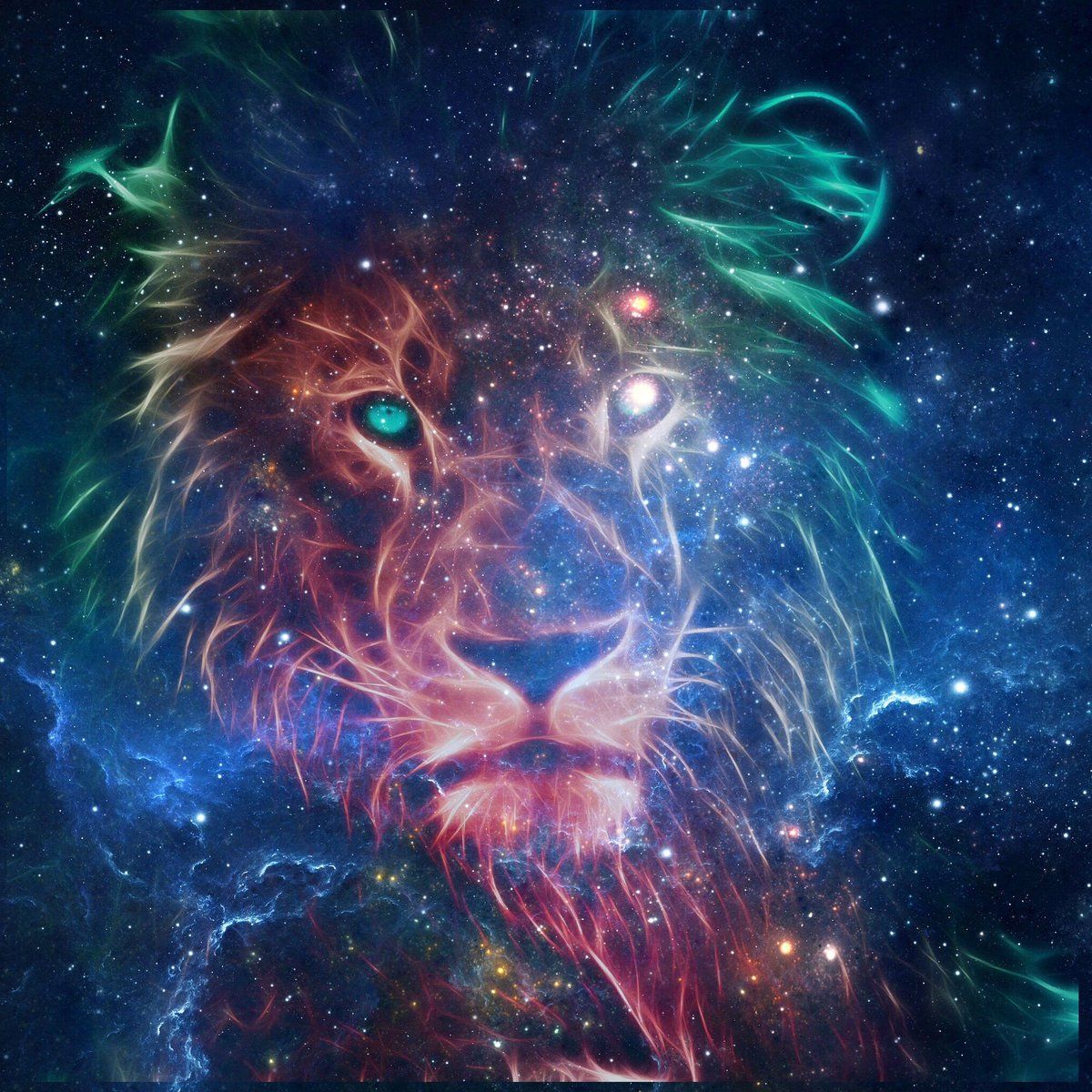 HD Wallpaper by Petra Ohmer Android-> iPhone-> #lion #blue #red #stars #wallpaper #HDWallpaper