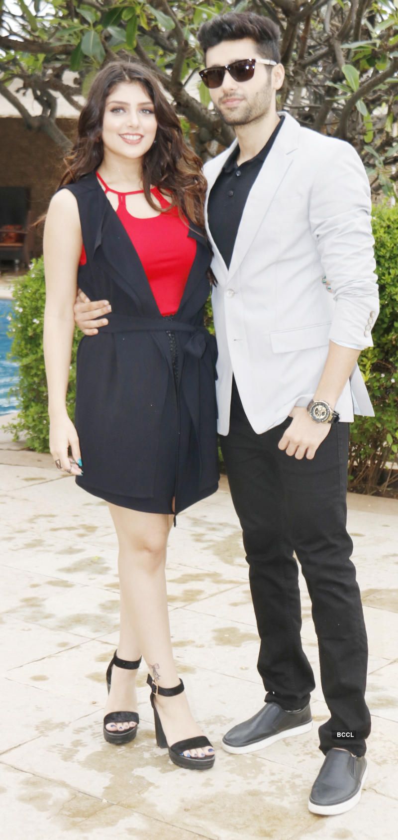 Ishita Chauhan and Utkarsh Sharma pose for the camera during the promotion of Bollywood film 'Genius' in Mumbai