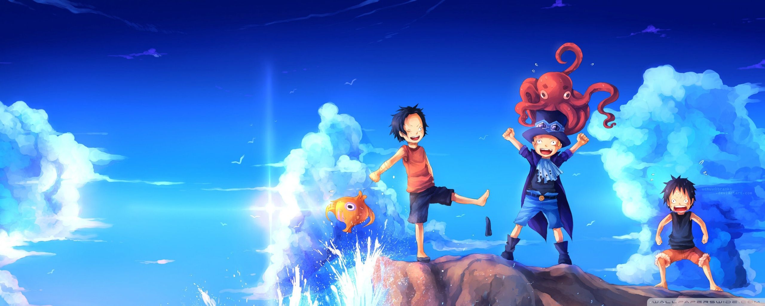 One Piece Art Sabo Portgas D.Ace Luffy Ultra HD Desktop Background Wallpaper for: Multi Display, Dual Monitor, Tablet