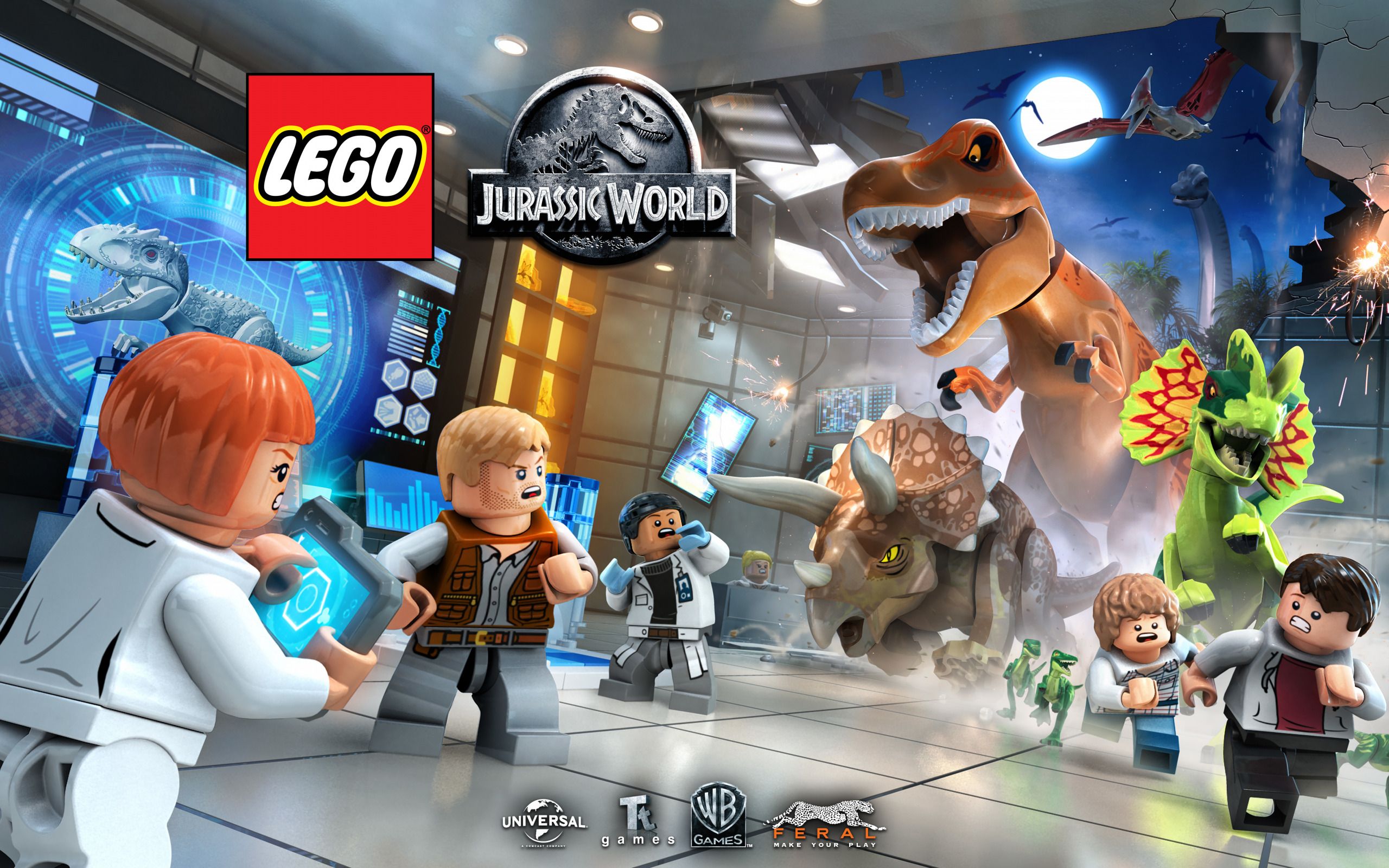 Download Wallpaper T Rex, Videogame, Jurassic, Jurassic Park, Jurassic World, Owen Grady, Indominus Rex, LEGO® Jurassic World™, Lego Jurassic World, Section Games In Resolution 2560x1600