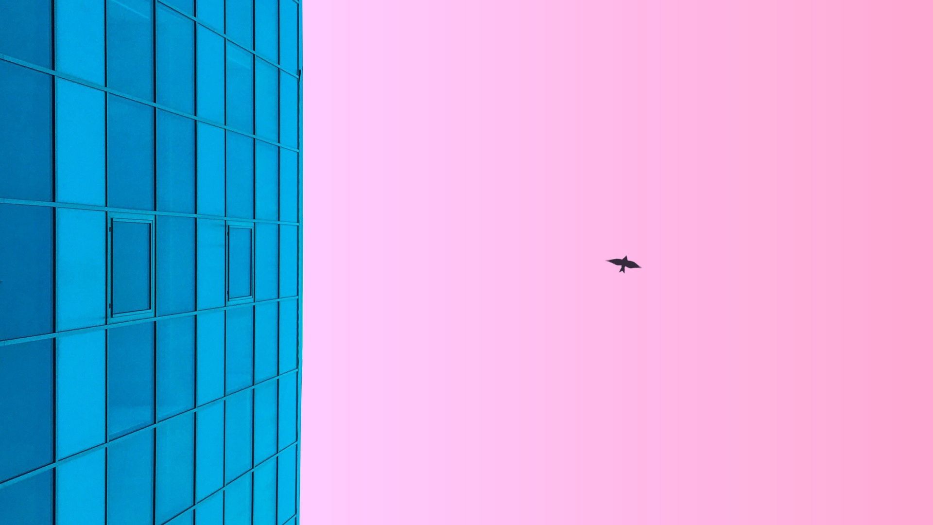 Minimalism Blue Pink Building Wallpaper - [1920x1080]