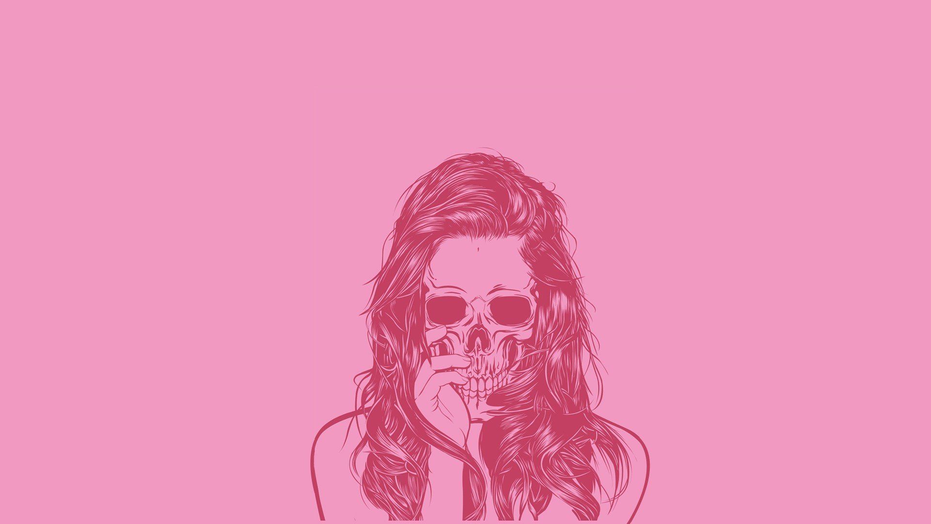 skull, Simple background, Minimalism, Pink background HD Wallpaper / Desktop and Mobile Image & Photo