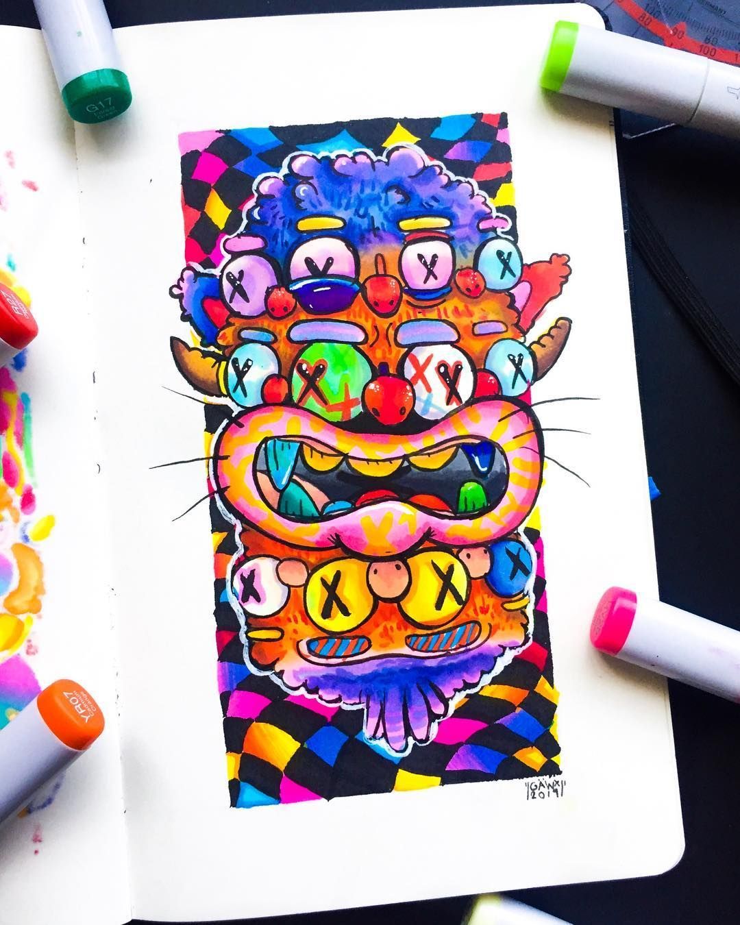 Gawx Art on Instagram: “This cat drank some sort of radioactive water and this happened. but he looks. Doodle art designs, Graffiti doodles, Graffiti style art