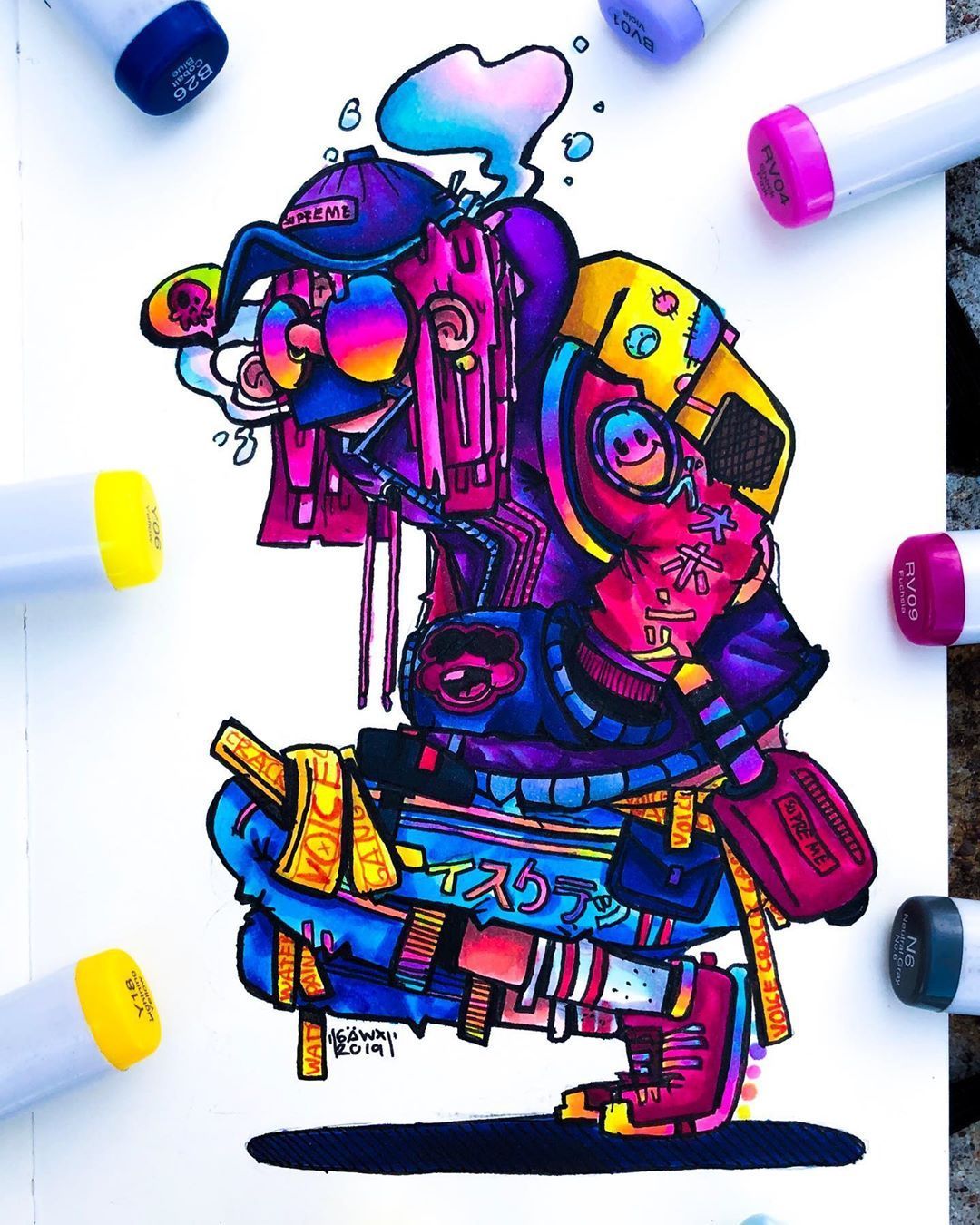 Gawx Art on Instagram: “Just finished this crazy neon character ooof