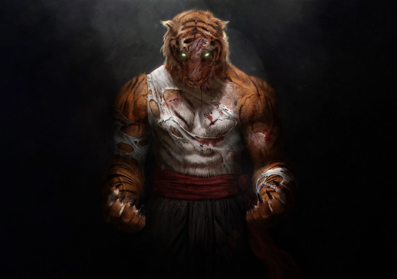 Download 1280x900 wallpaper tiger warrior, humanoid, art, widescreen, 1280x900 HD image, background, 20886