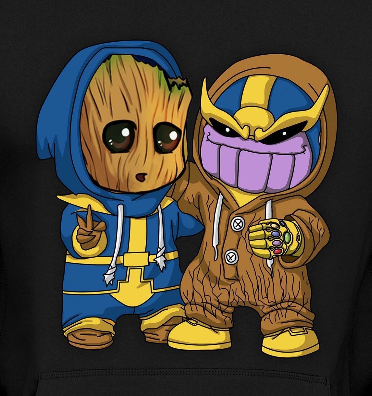 Baby Groot [as Thanos] & Thanos [as Baby Groot] (Drawing by Unknown) #GuardiansOfTheGalaxy2. Dessin groot, Dessins mignons, Dessin animé kawaii