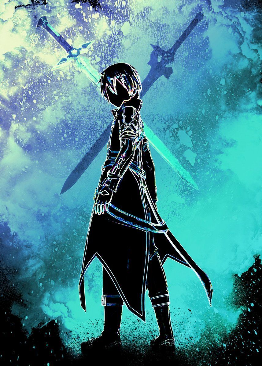 Black Swordsman Soul' Metal Poster Print. Displate. Sword art online asuna, Sword art online wallpaper, Sword art online kirito