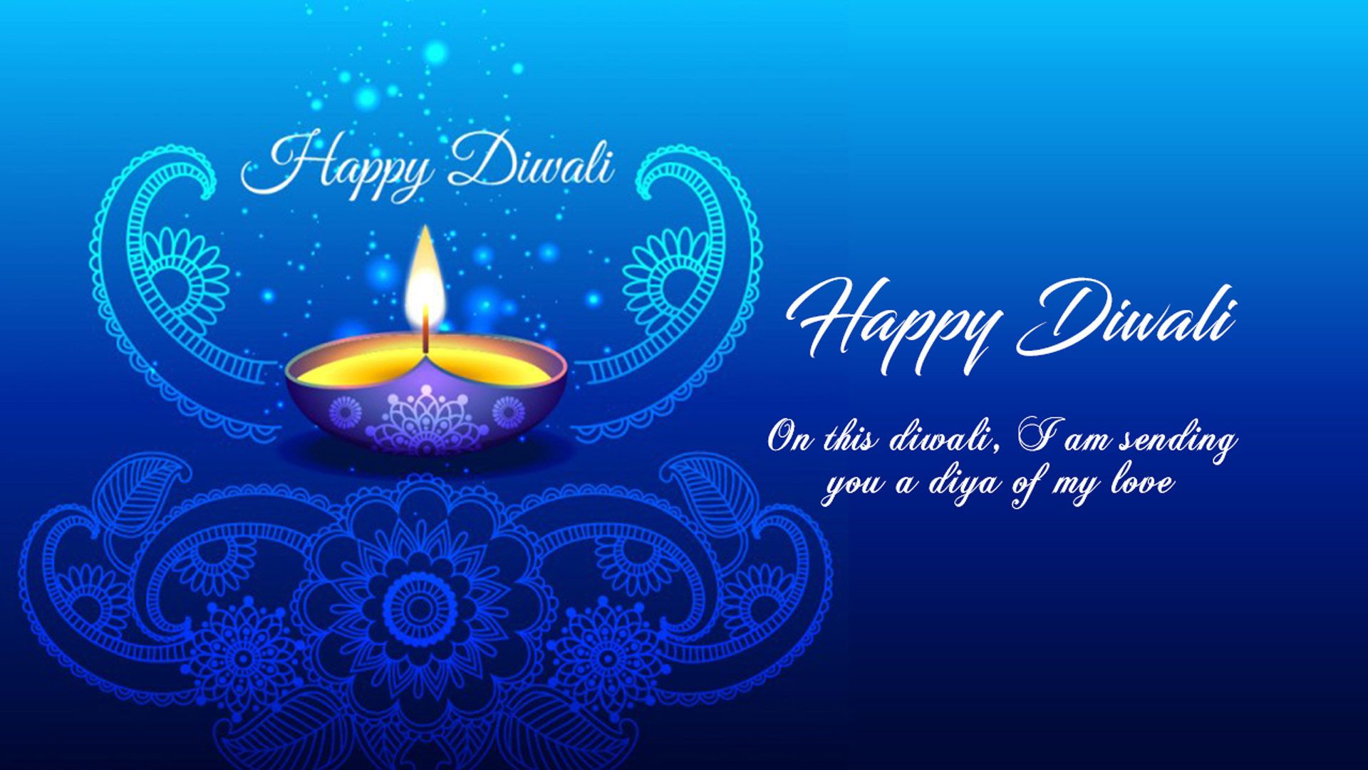 Happy Diwali 2021 Photo Wishes Greeting Card Blue Background Download 1920x1080, Wallpaper13.com