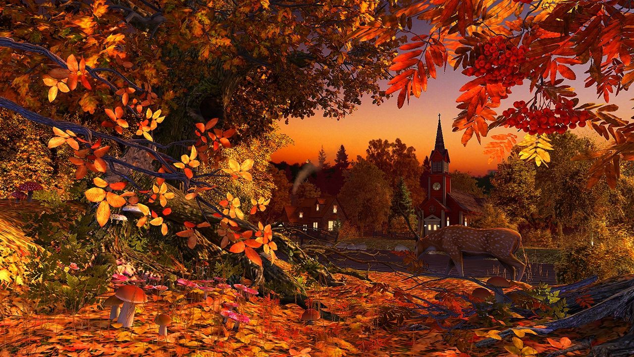 Autumn Landscape 3D Desktop Wallpaper Free Autumn Landscape 3D Desktop Background