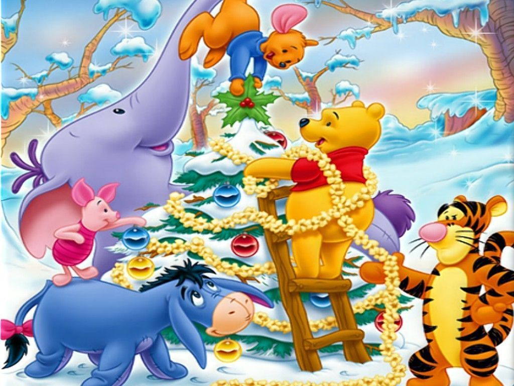 Christmas Wallpaper: Disney Christmas. Winnie the pooh christmas, Cartoon wallpaper, Disney merry christmas