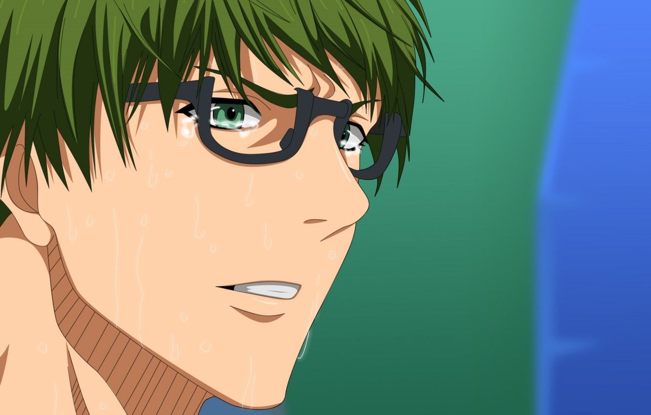 Wallpaper face, glasses, guy, green hair, sweat, bangs, Kuroko's basketball, Midorima Shintarou, no basuan of the kur image for desktop, section сёнэн
