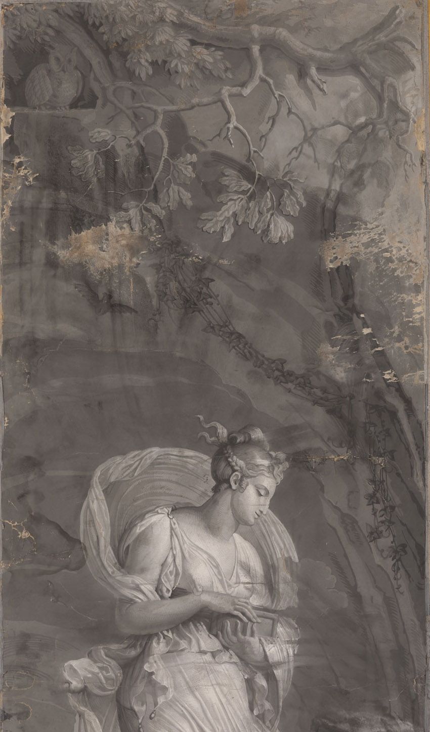 Manufacture Dufour, Pair of wallpaper figuring Psyche and Cupid, vers 1815