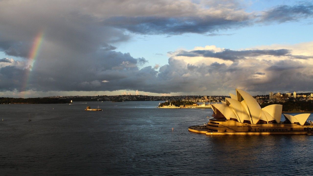 Sydney Australia With A Storm And Rainbow In The Distance On A Sunny Afternoon 3D Models. Free