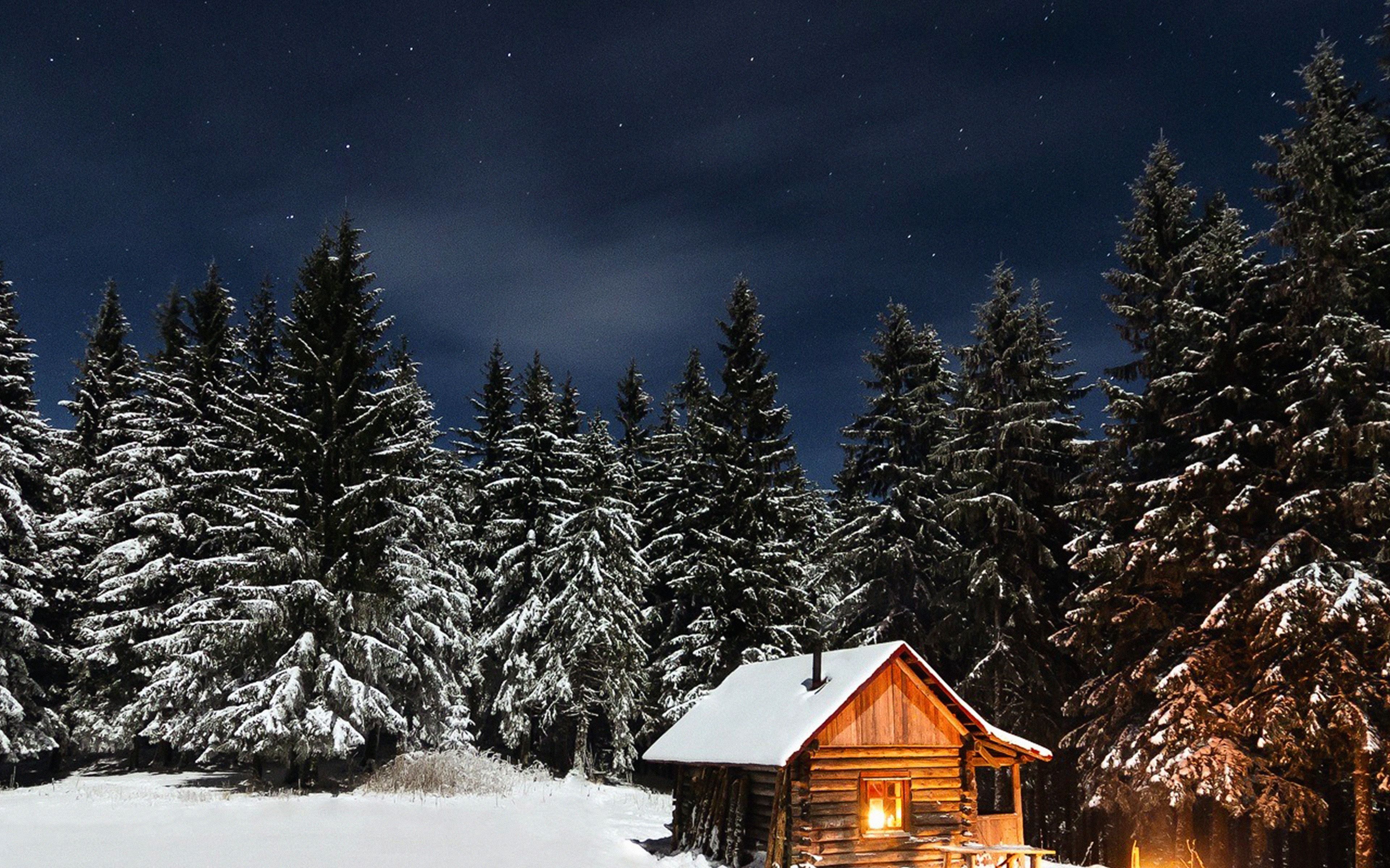 Winter House Night Sky Christmas
