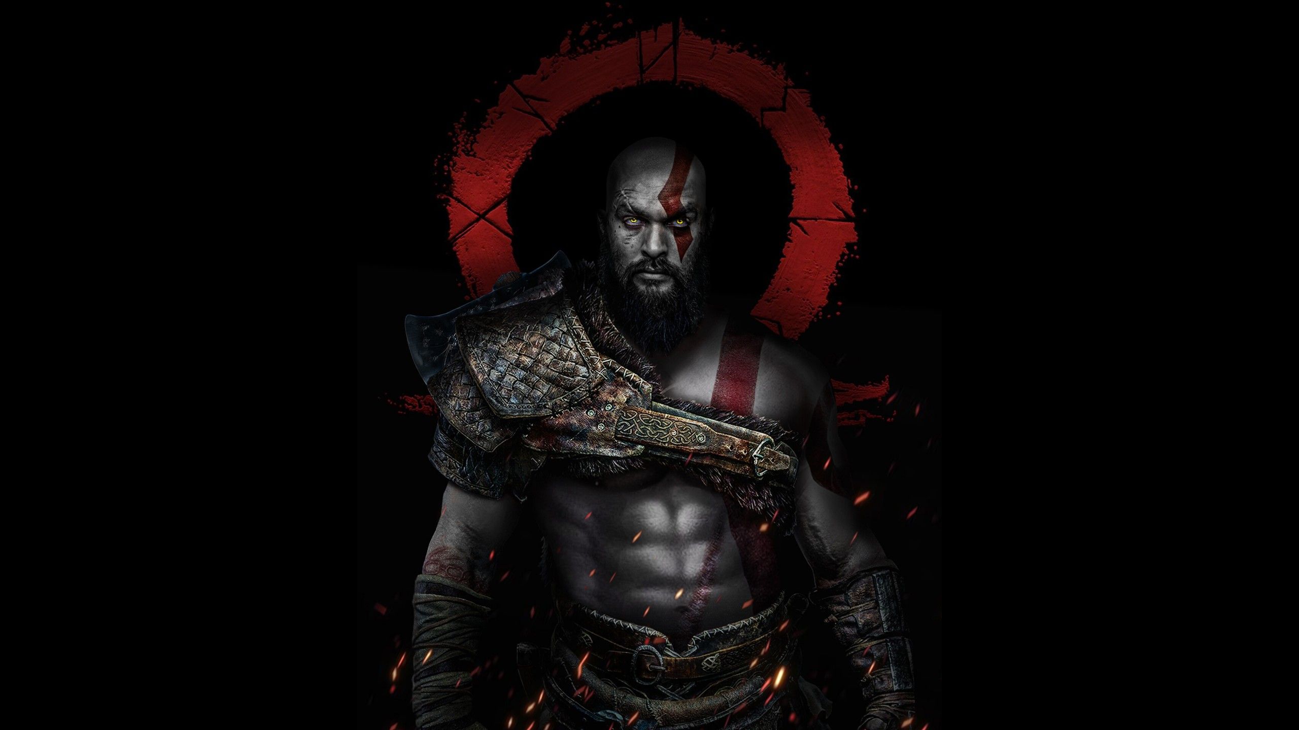 Kratos 4K Wallpaper, Jason Momoa, God of War, Dark, Graphics CGI