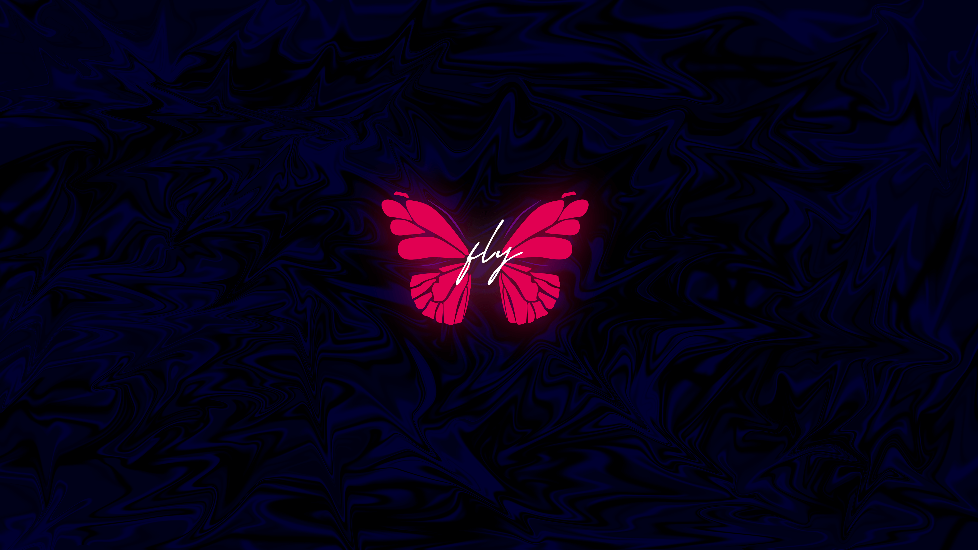 Butterfly 4K Wallpaper, Neon, Glowing, Dark background, AMOLED, Fantasy