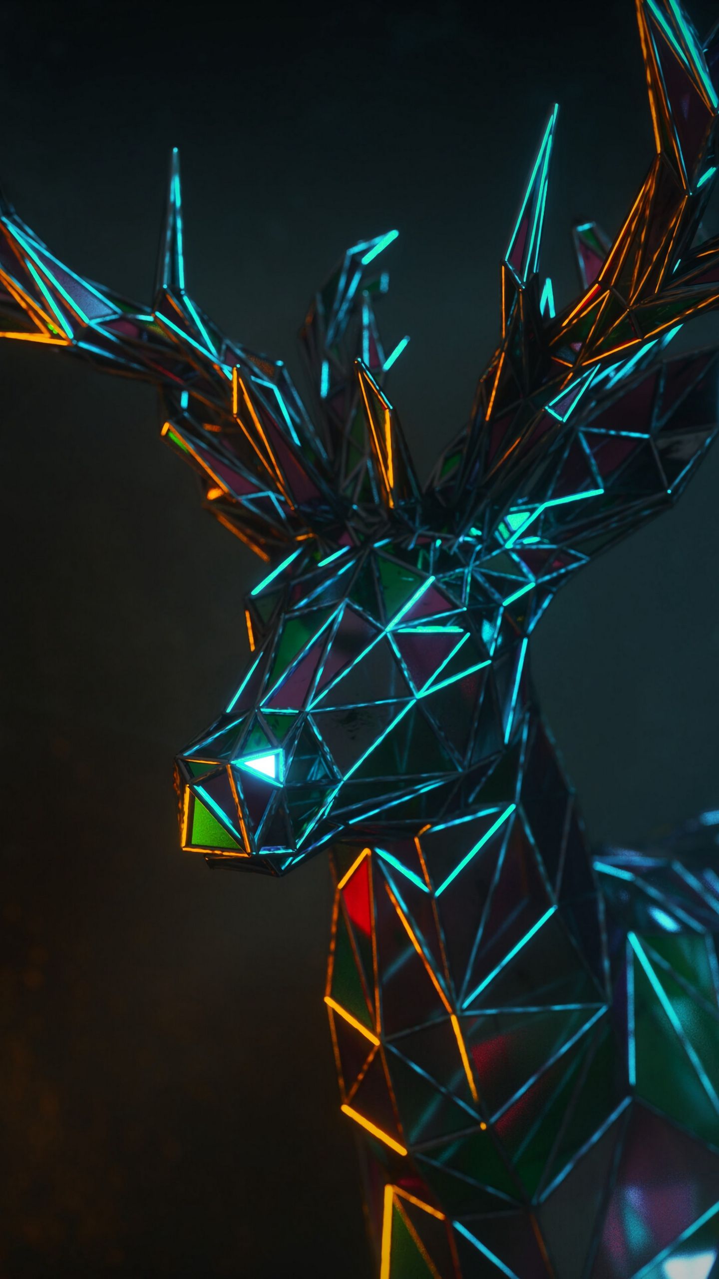 Wallpaper Deer, 3D, Polygon, Figure, Geometric 3D 4k