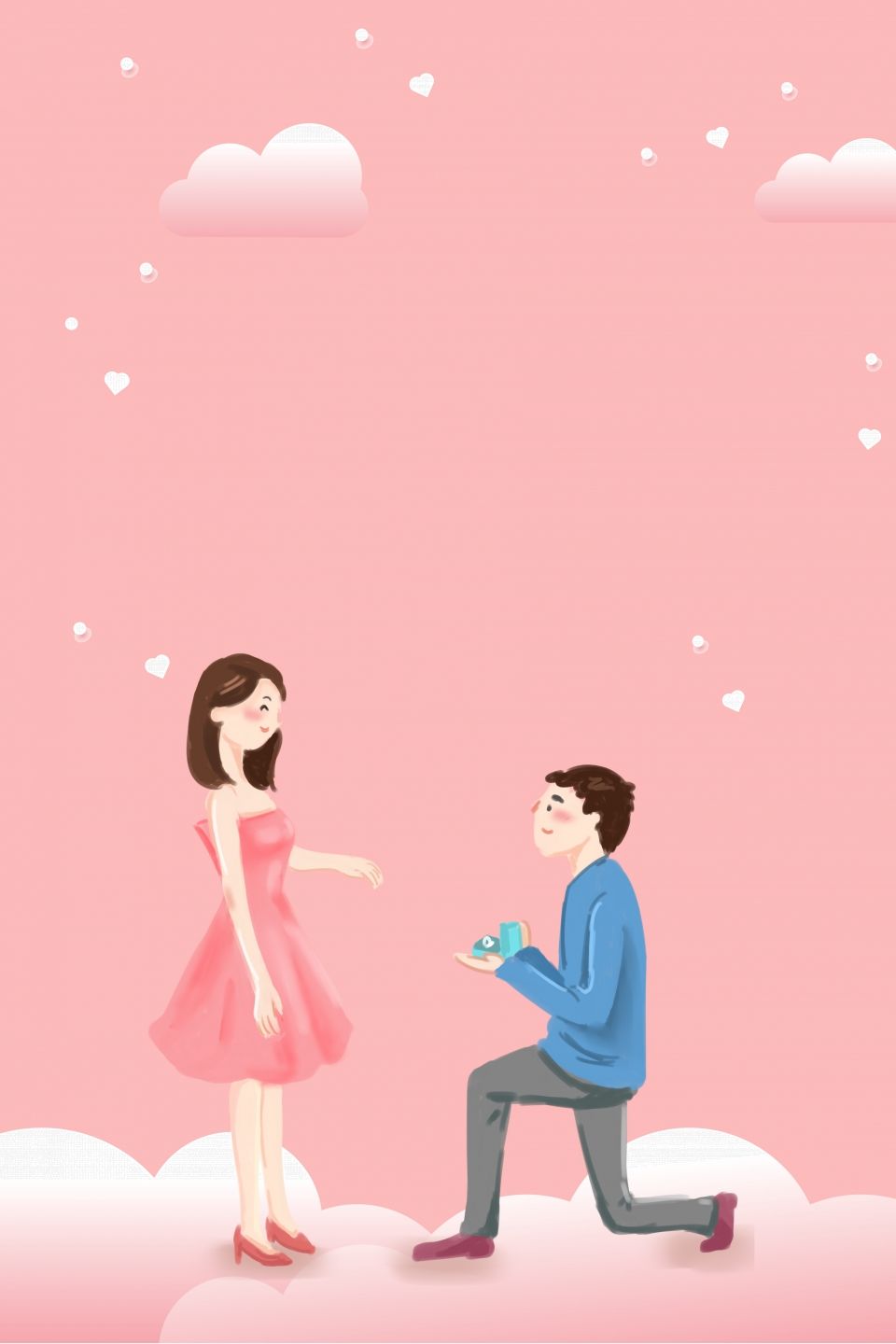 Cartoon Minimalistic Pink Valentine Confession H5 Background, Marriage Proposal, Cartoon Couple, Cartoon Background Image for Free Download