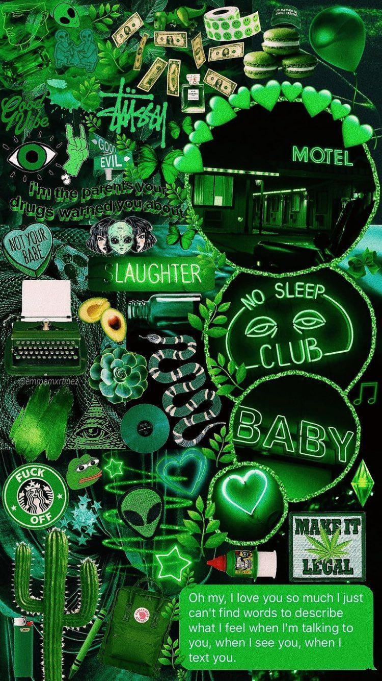 Aesthetic Anime Green Collage Wallpapers - Wallpaper Cave