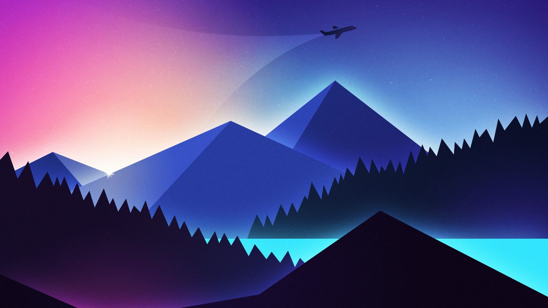 Abstract Wallpaper • Abstract wallpaper, mountain, airplane, pink, minimalistic, minimalism • Wallpaper For You The Best Wallpaper For Desktop & Mobile