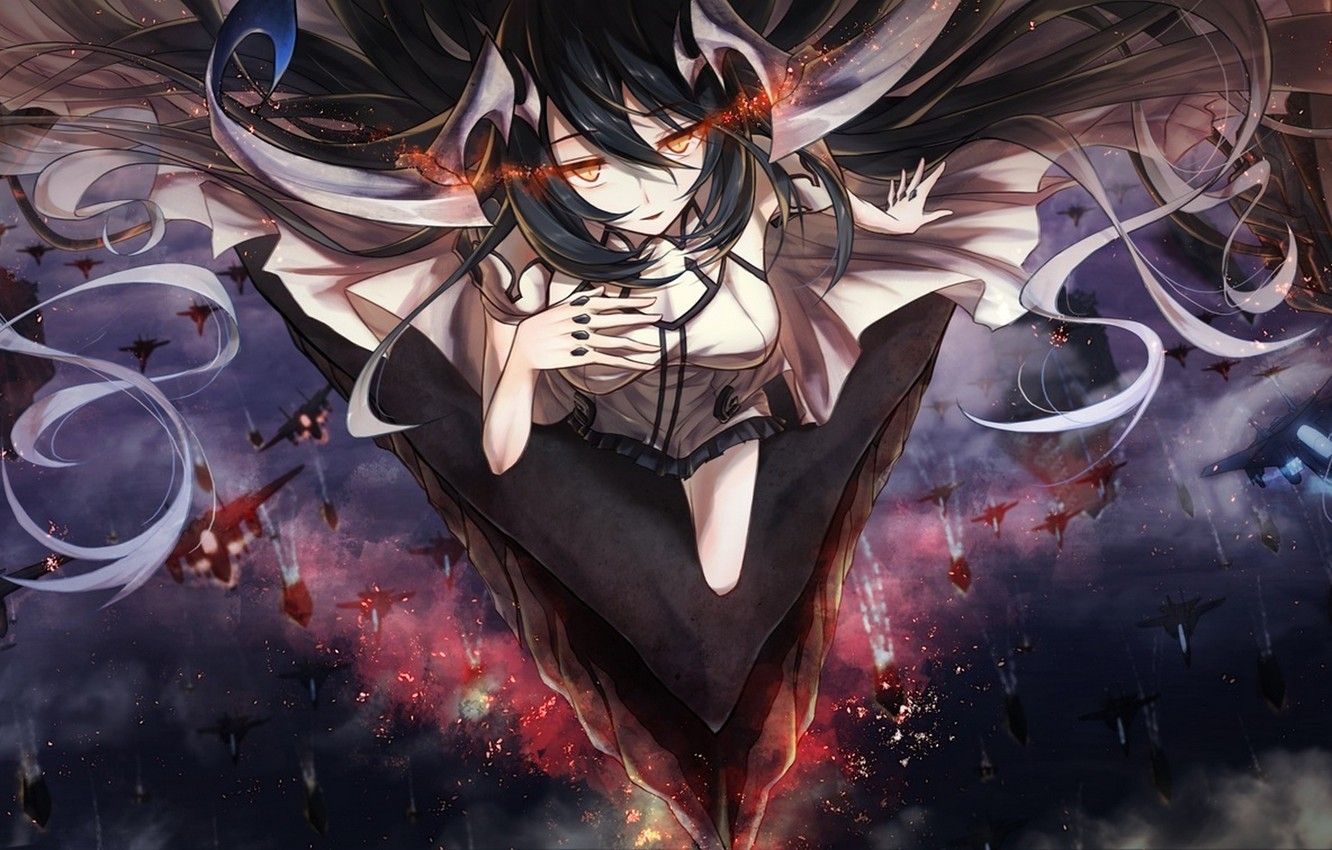 Wallpaper the sky, girl, clouds, magic, anime, art, aircraft, kantai collection, boyogo, anchorage water demon image for desktop, section прочее