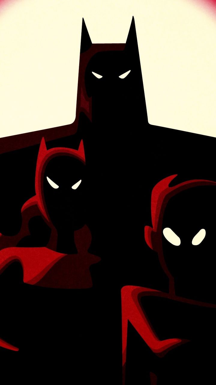 Batman's team, batwoman, robin, dark, art, 720x1280 wallpaper