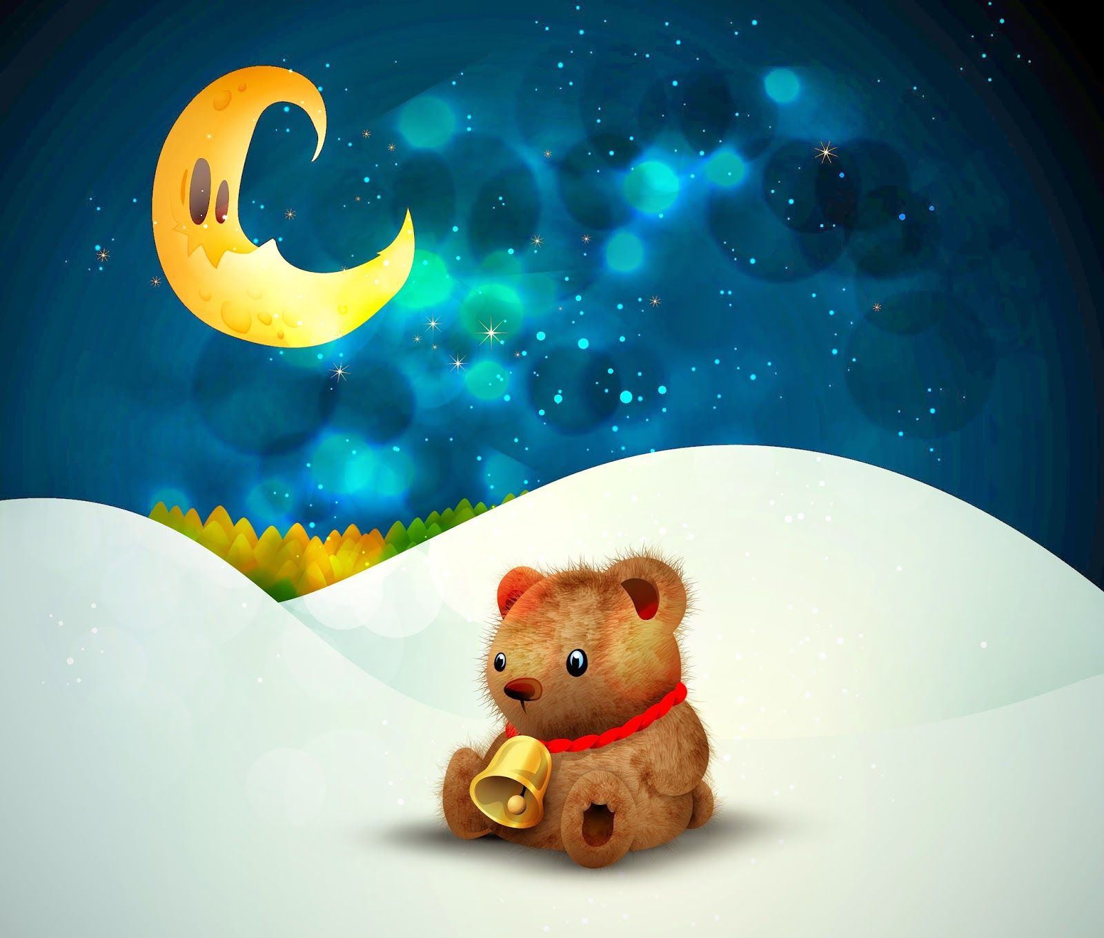 Christmas Snow Teddy Bear HD Wallpaper
