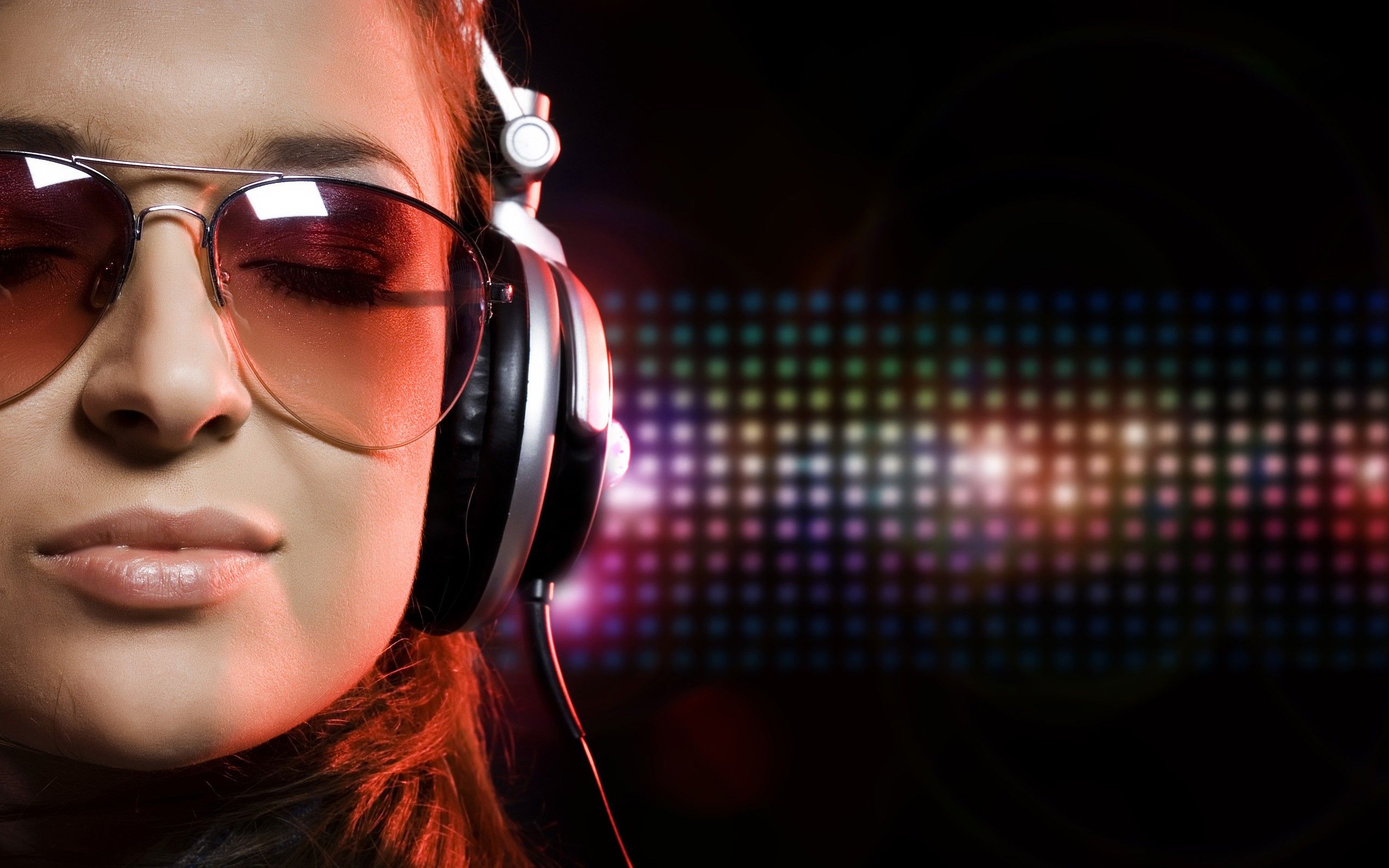 women, music, glasses, headphones girl wallpaper