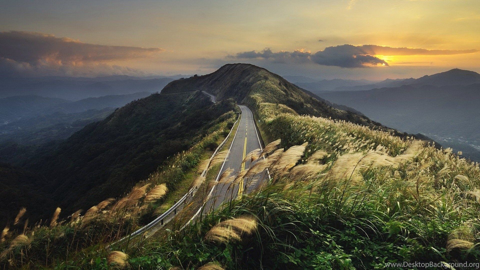 Mountain Road Wallpaper, Sunset HD Wallpaper Desktop Background