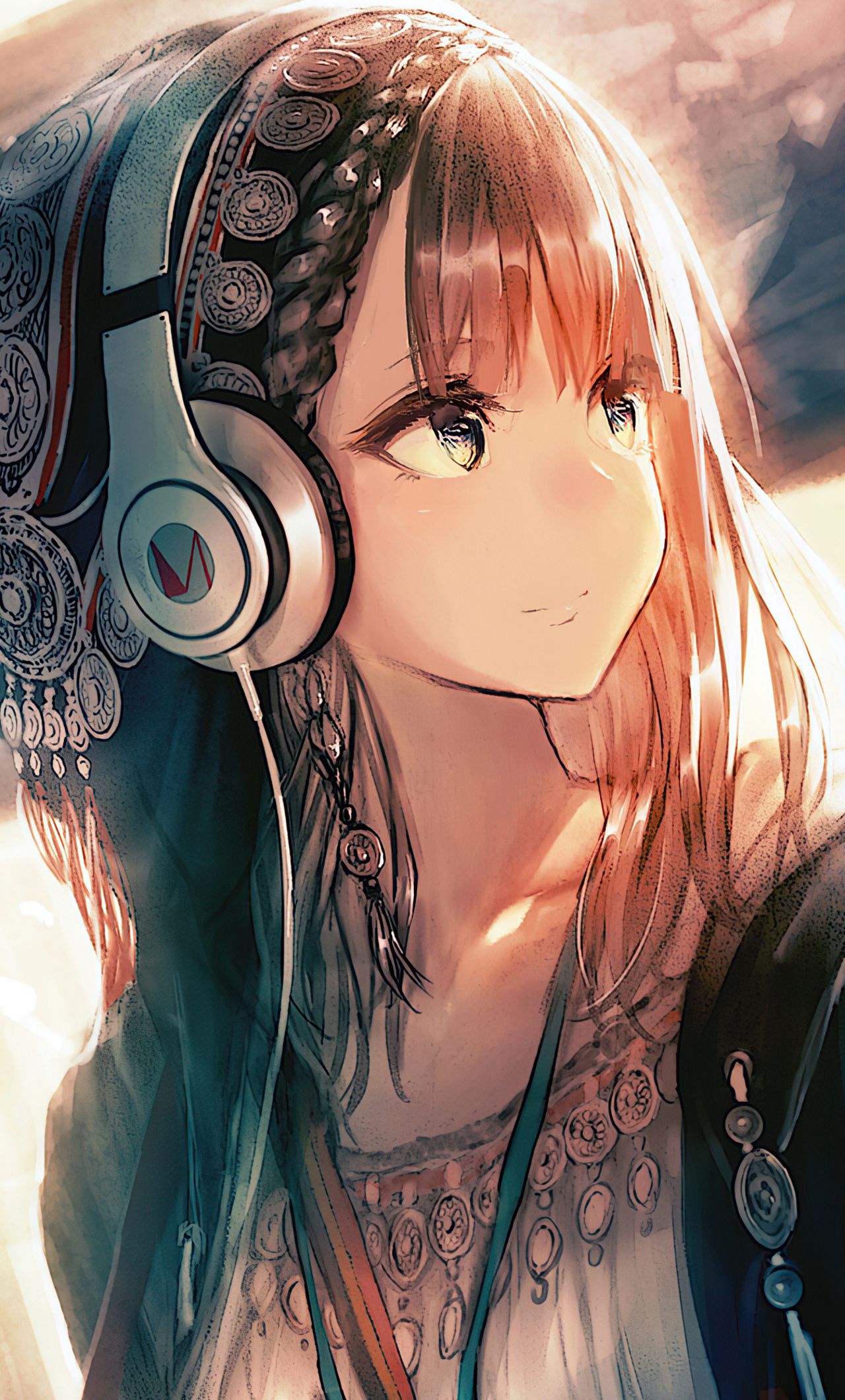 Anime Girl Headphones Looking Away 4k iPhone HD 4k Wallpaper, Image, Background, Photo and Picture