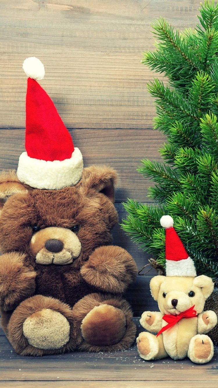 Merry Christmas, Hat, Decoration, Teddy Bear 750x1334 IPhone 8 7 6 6S Wallpaper, Background, Picture, Image