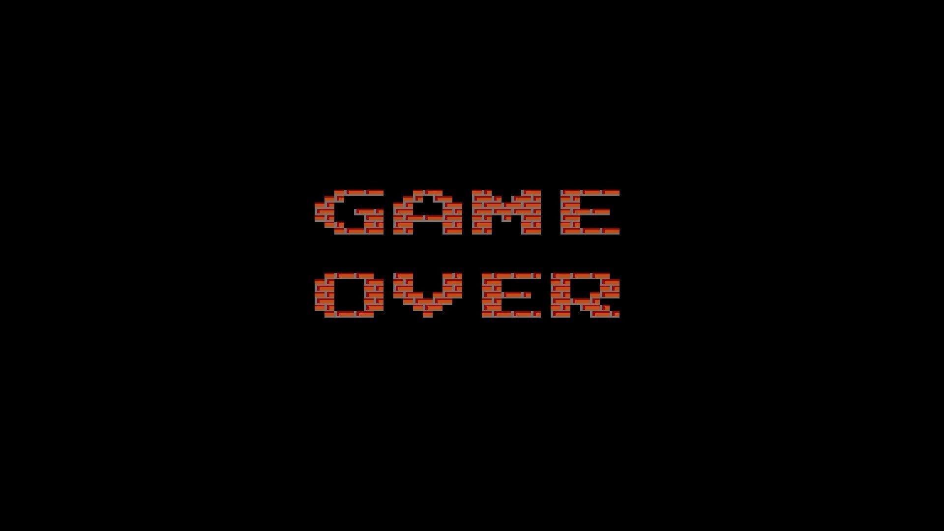 red brick game over display wallpaper digital art GAME OVER #minimalism #text video games retro games black ba. Black background quotes, HD background, Wallpaper