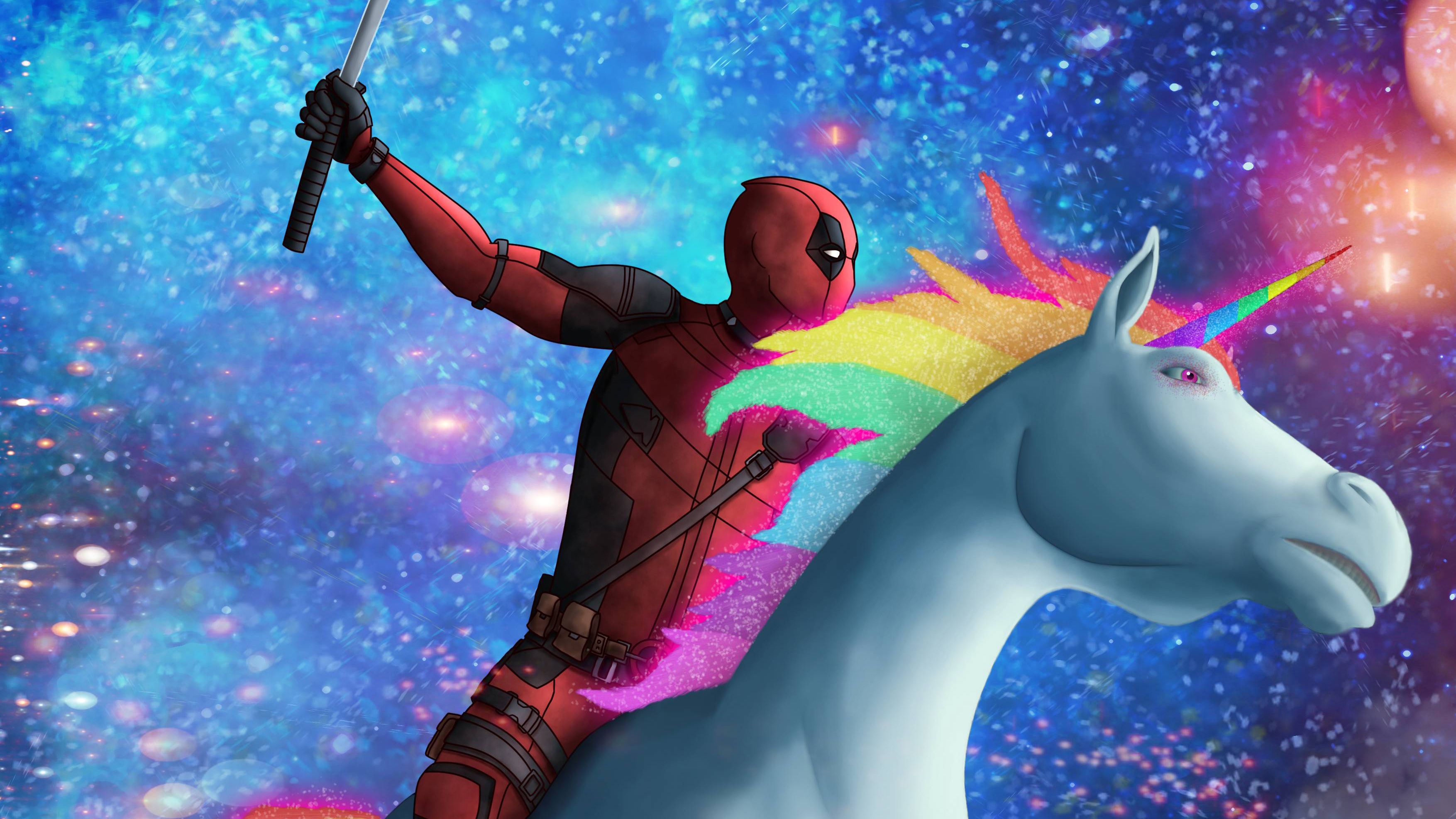 Deadpool On Unicorn 2048x1152 Resolution HD 4k Wallpaper, Image, Background, Photo and Picture