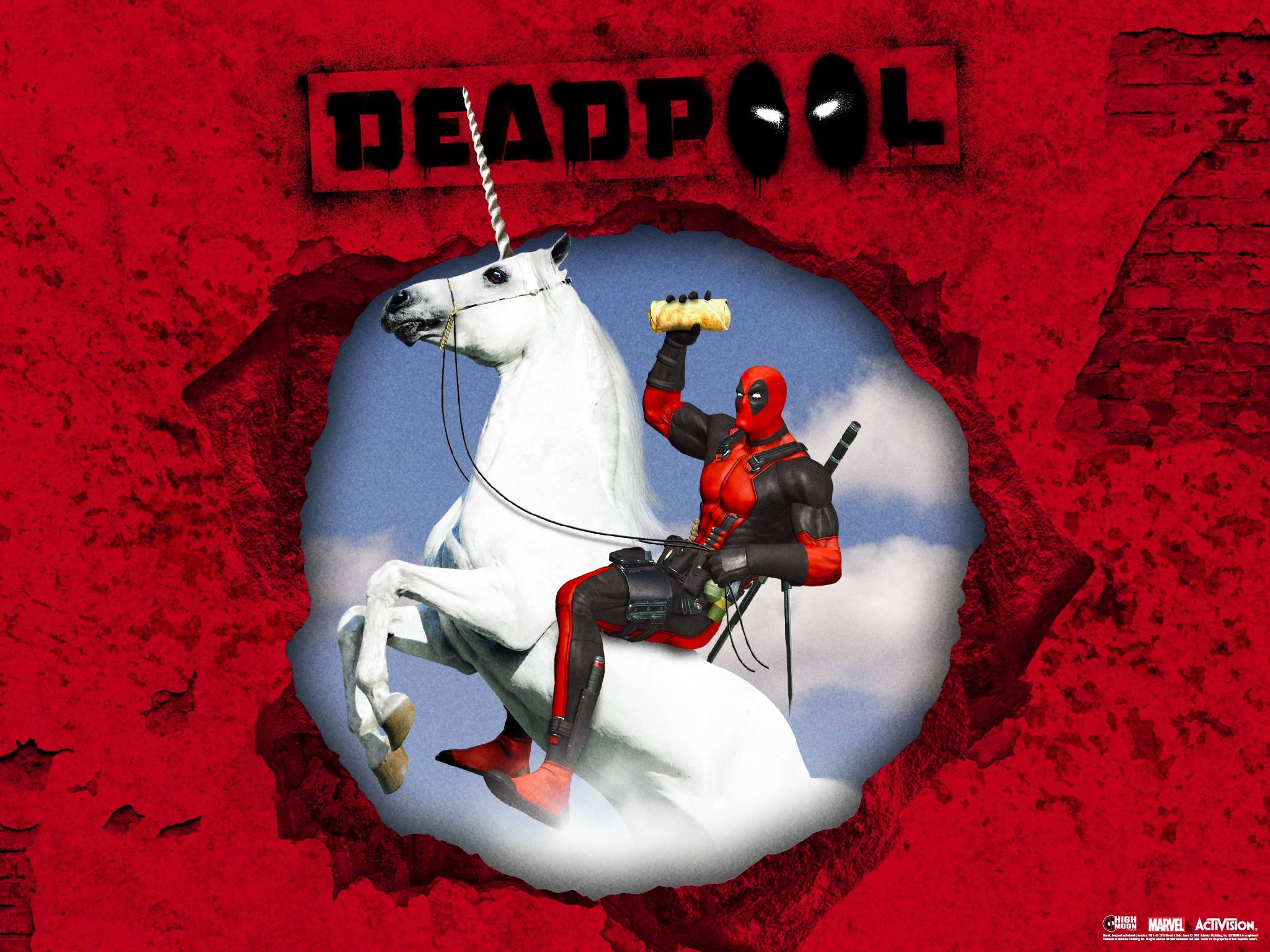 Deadpool Riding A Unicorn! Best Damn Pre Order Wallpaper I've Ever Seen!