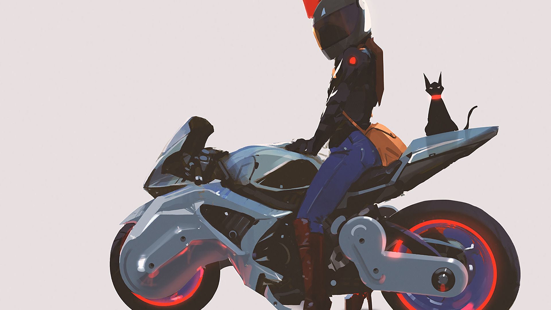 Girl With Modified Bike Cat Artwork, HD Artist, 4k Wallpaper, Image, Background, Photo and Picture