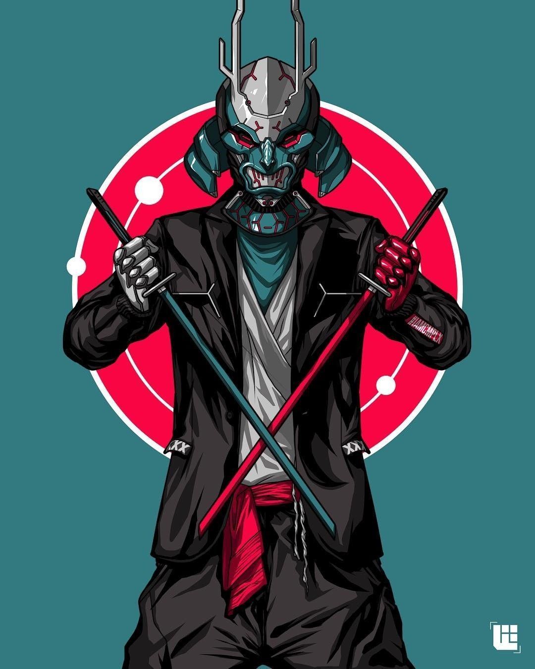Cyber Punk. Samurai art, Samurai artwork, Concept art characters