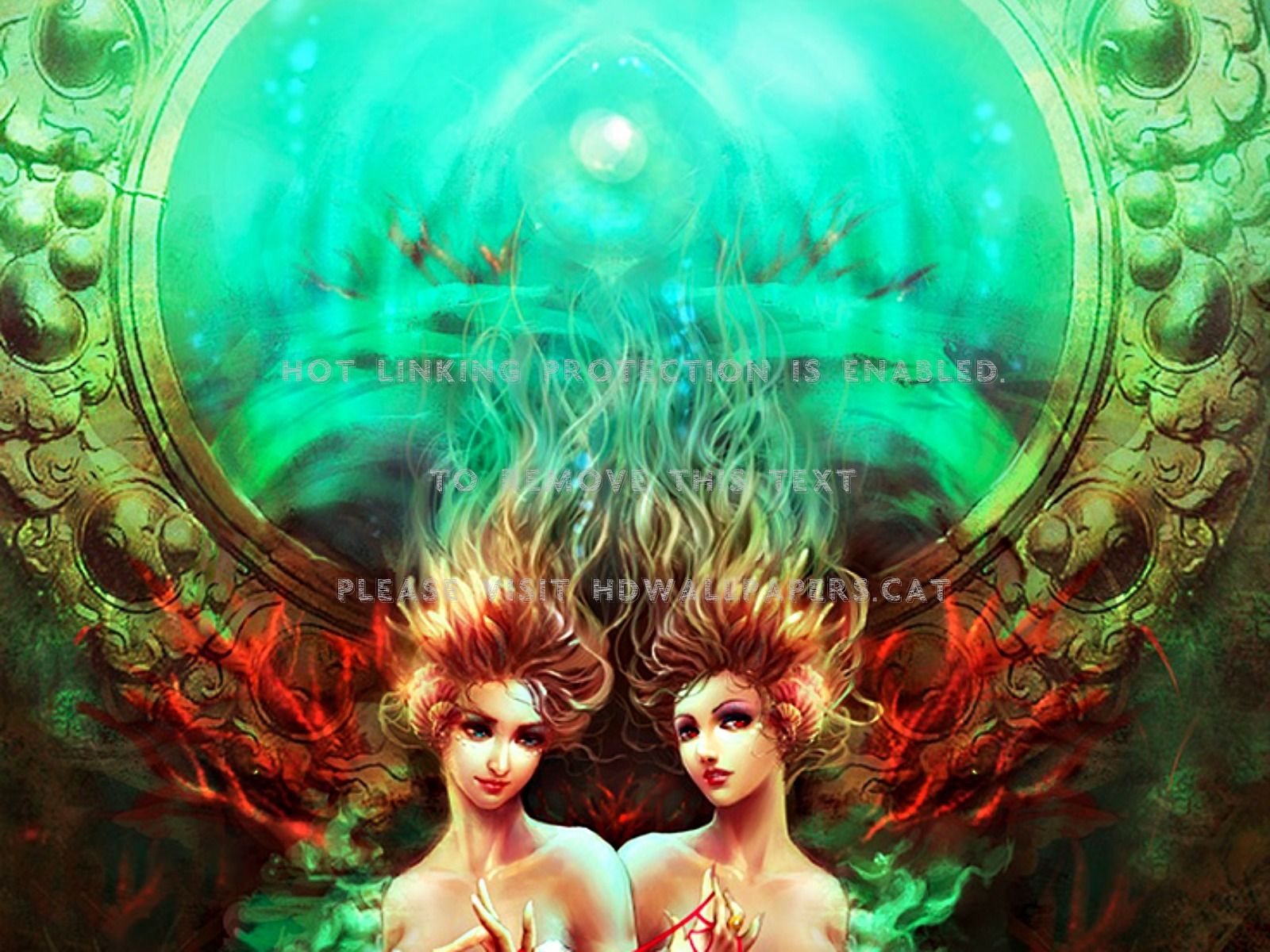 zodiac gemini woman red digital girl green