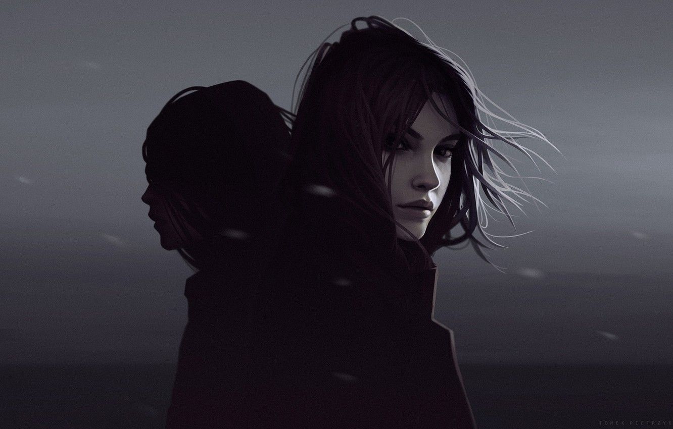 Wallpaper Girl, Girls, Figure, Two, Art, Art, Illustration, Characters, Gemini, by Tomek Pietrzyk, Timur, The Father Of Petsec Still, Light study with a twist. image for desktop, section арт