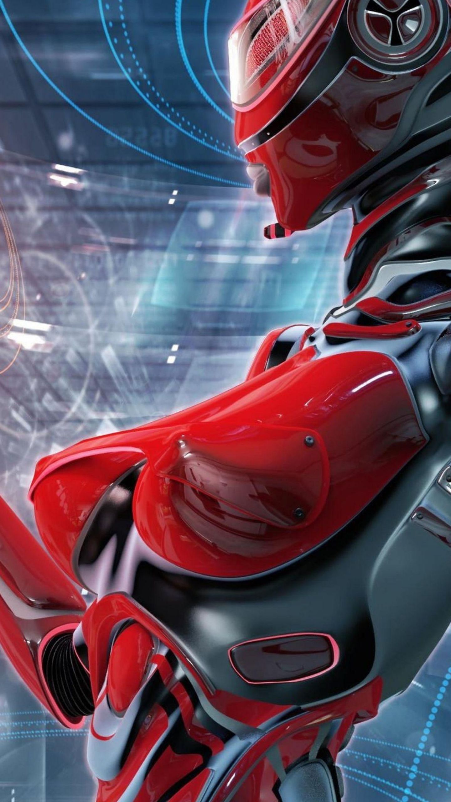 Red Cyborg 3D Desktop HD Wallpaper