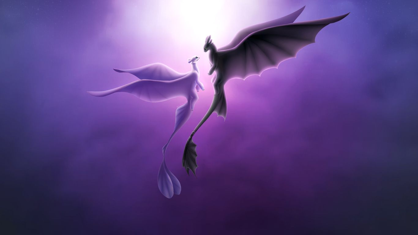 Toothless And Light Fury Romantic Love 1366x768 Resolution HD 4k Wallpaper, Image, Background, Photo and Picture