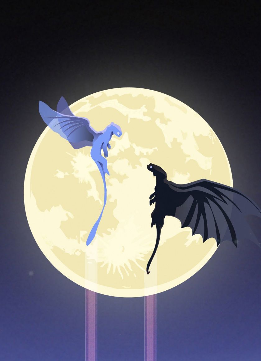 Download Toothless and Light Fury, dragon flight, artwork wallpaper, 840x iPhone iPhone 4S, iPod touch