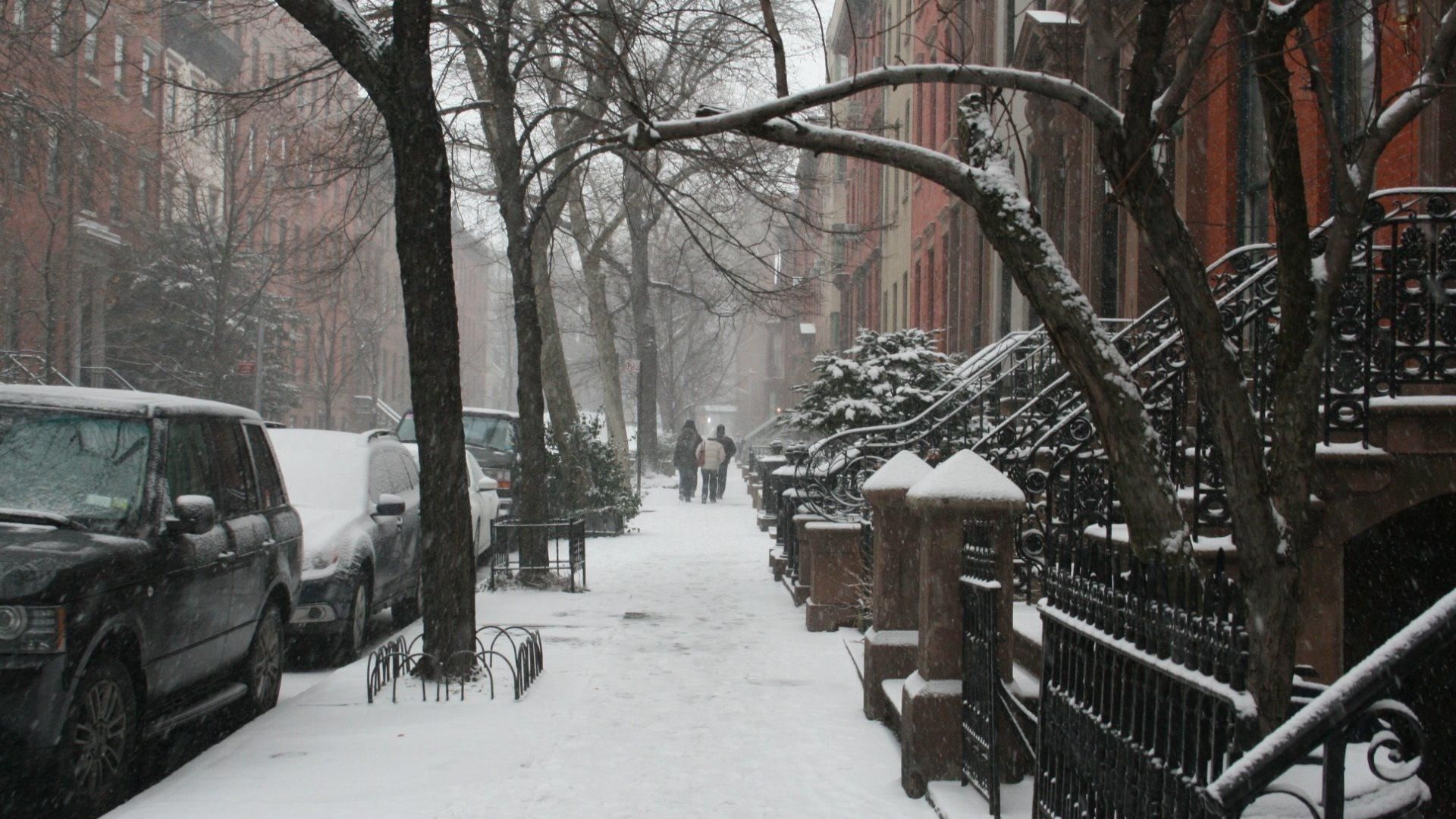 Snow On A New York Street Wallpaper. Нью-йорк, Йорки, Вектор