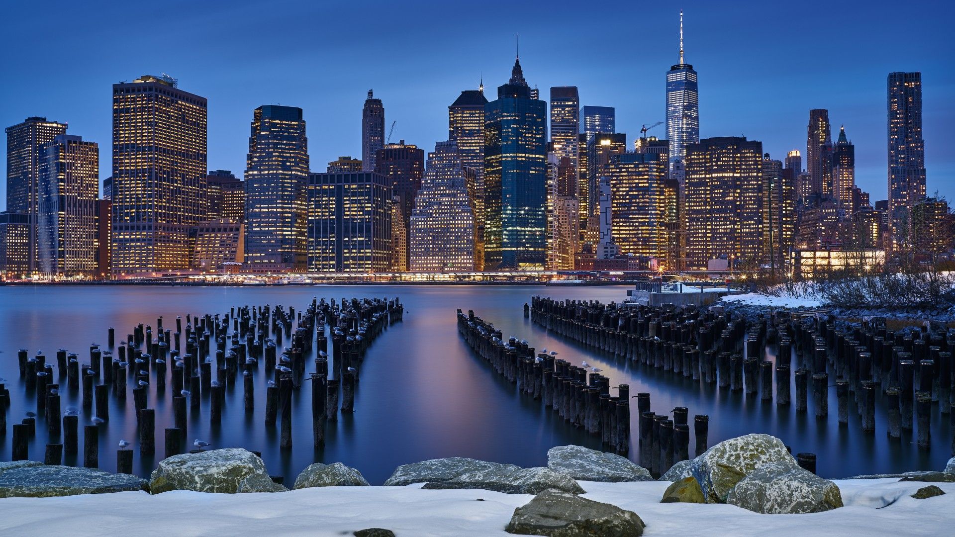 Manhattan 4K Wallpaper, New York City, City Lights, Cityscape, Blizzard, Night, Winter, World Search Results