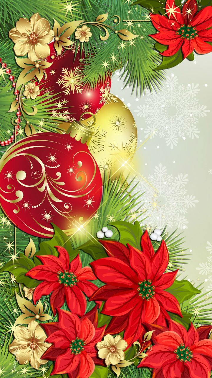 Download 720x1280 «Flowers for christmas» Cell Phone Wallpaper. Category: Holidays. Christmas wallpaper, Christmas art, Christmas picture
