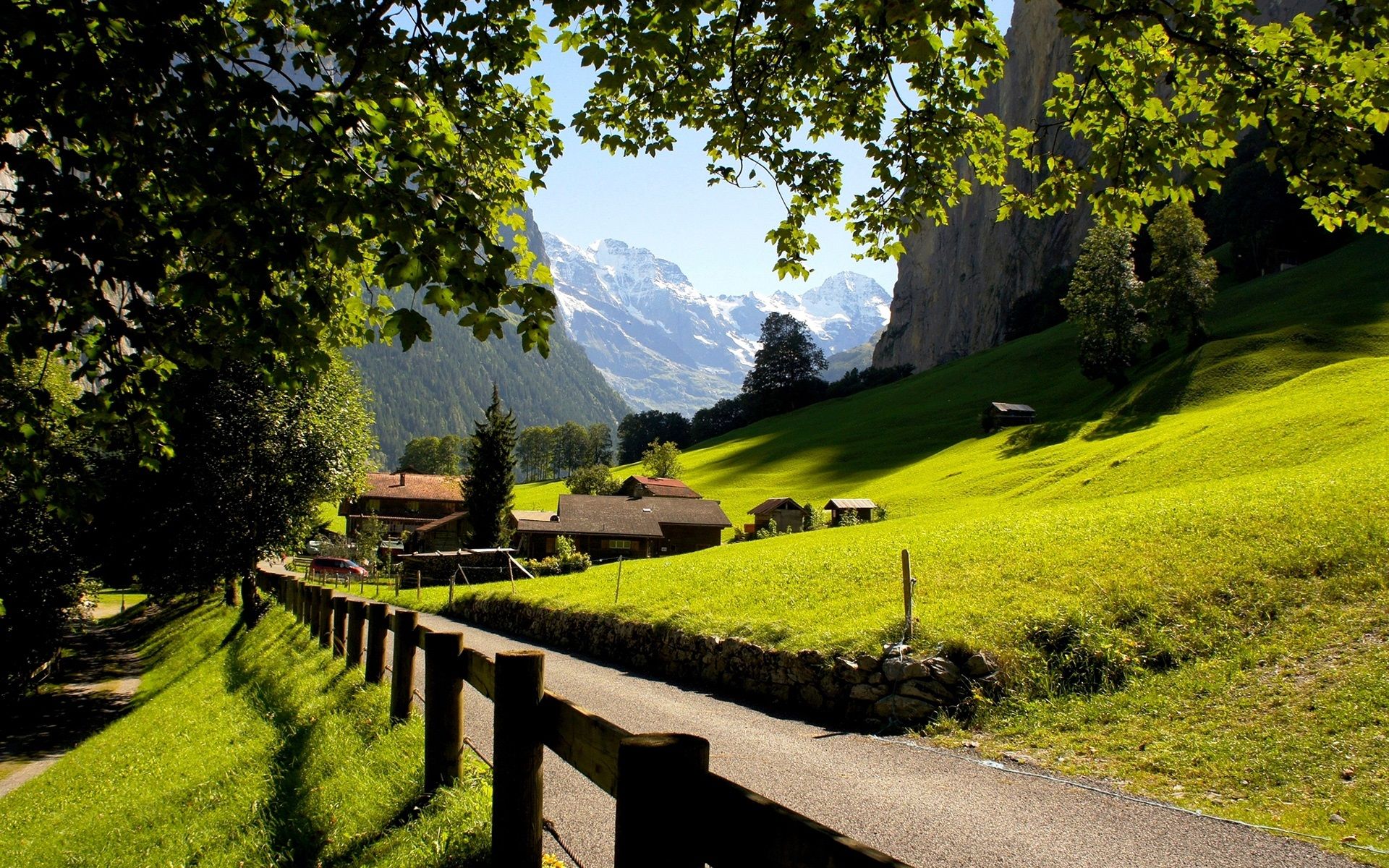 Wallpaper Switzerland, Lauterbrunnen, Jungfrau, city, mountains, the Alps 1920x1200 HD Picture, Image