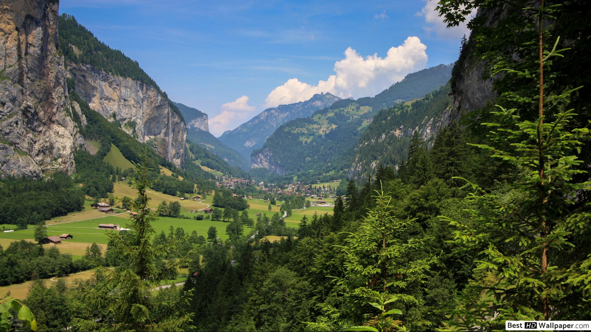 Lauterbrunnen village in Switzerland HD wallpaper download