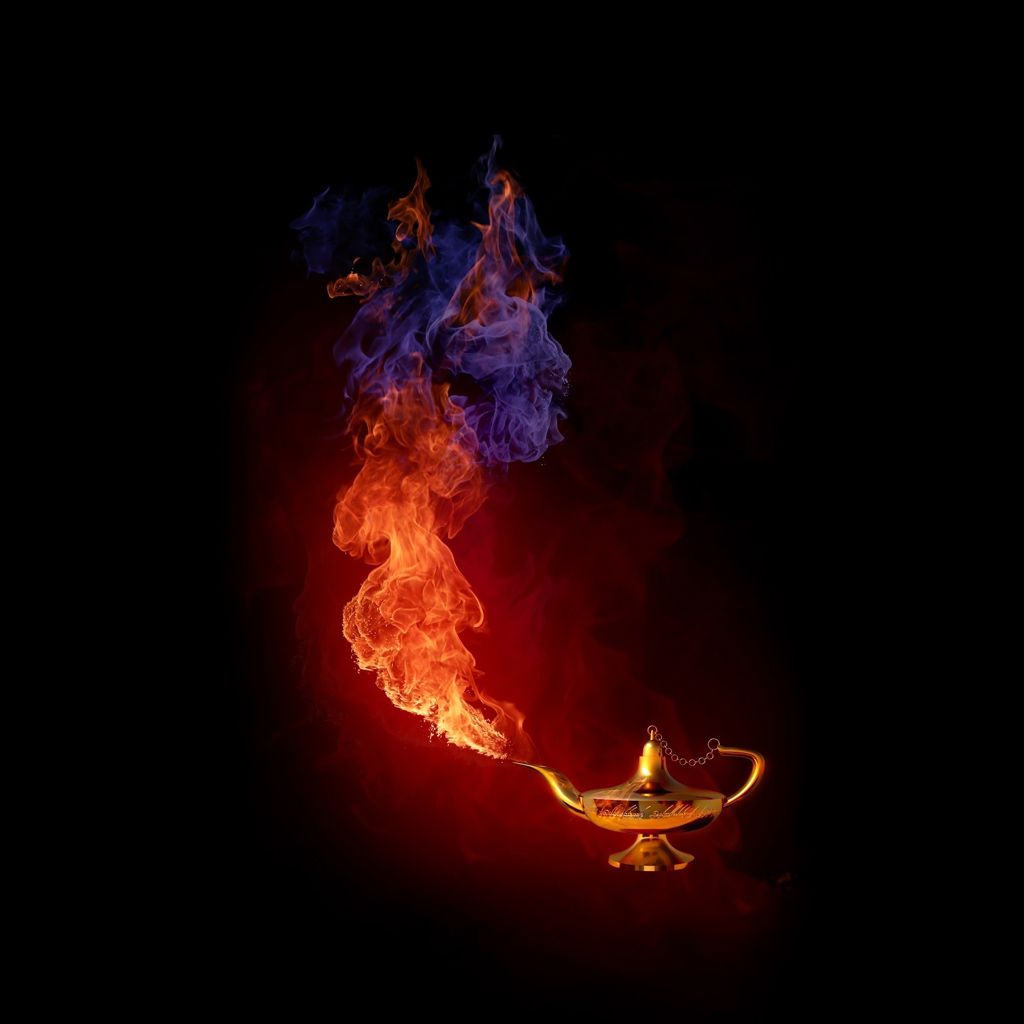 Vector Genie Lamp Fire iPhone HD Wallpaper Free