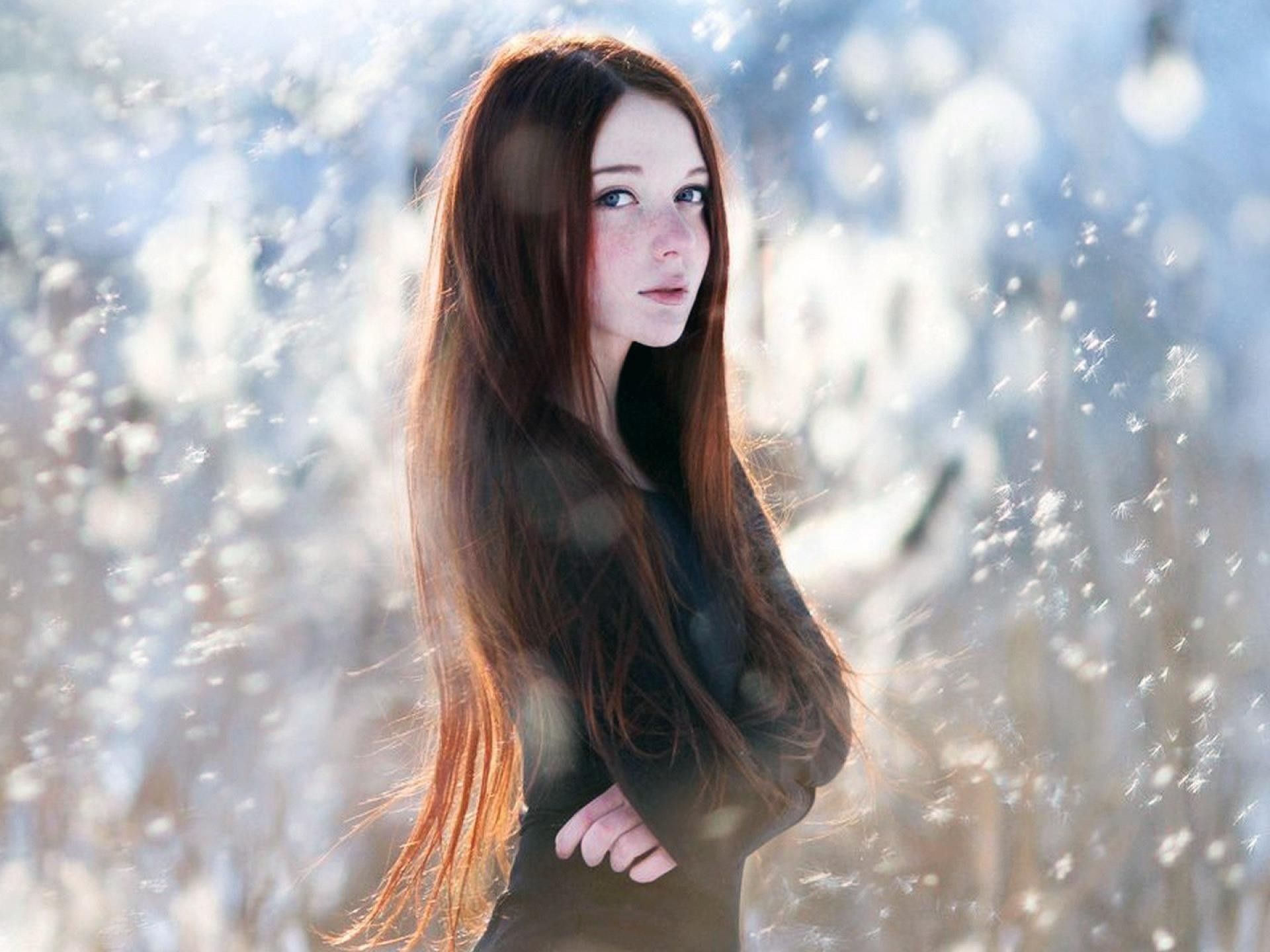Women snow redheads cold freckles winter wallpaperx1440