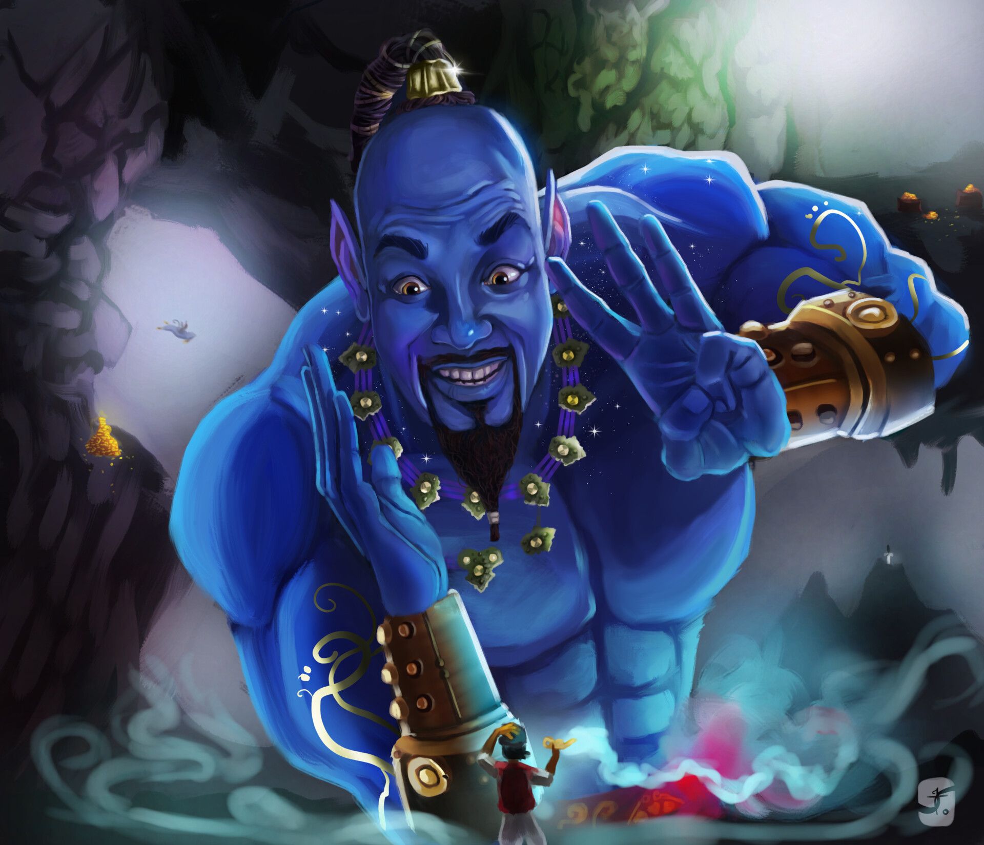 Genie In Aladdin Artwork, HD Artist, 4k Wallpapers, Image, Backgrounds, Pho...
