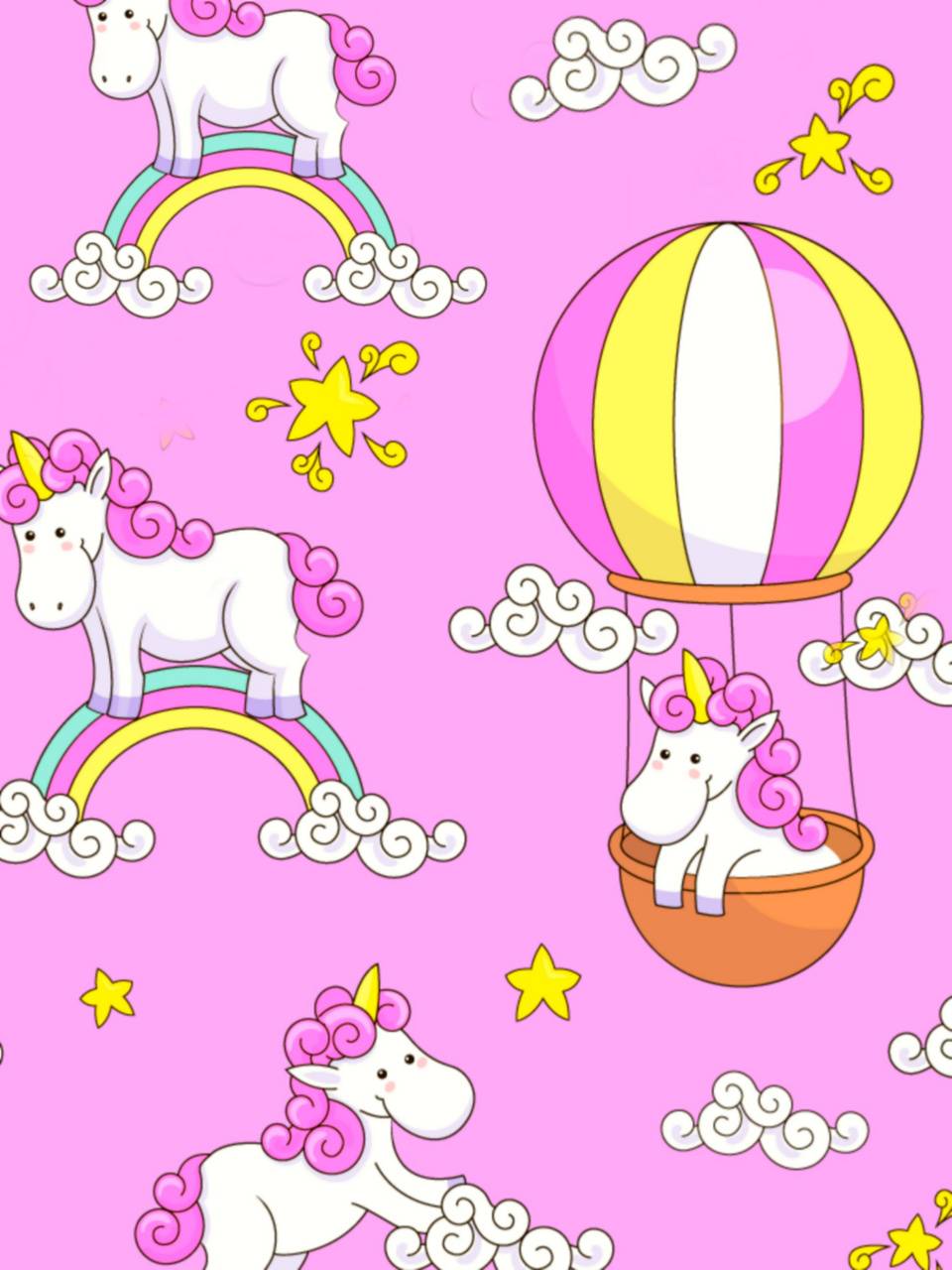 Cute pink unicorns wallpaper